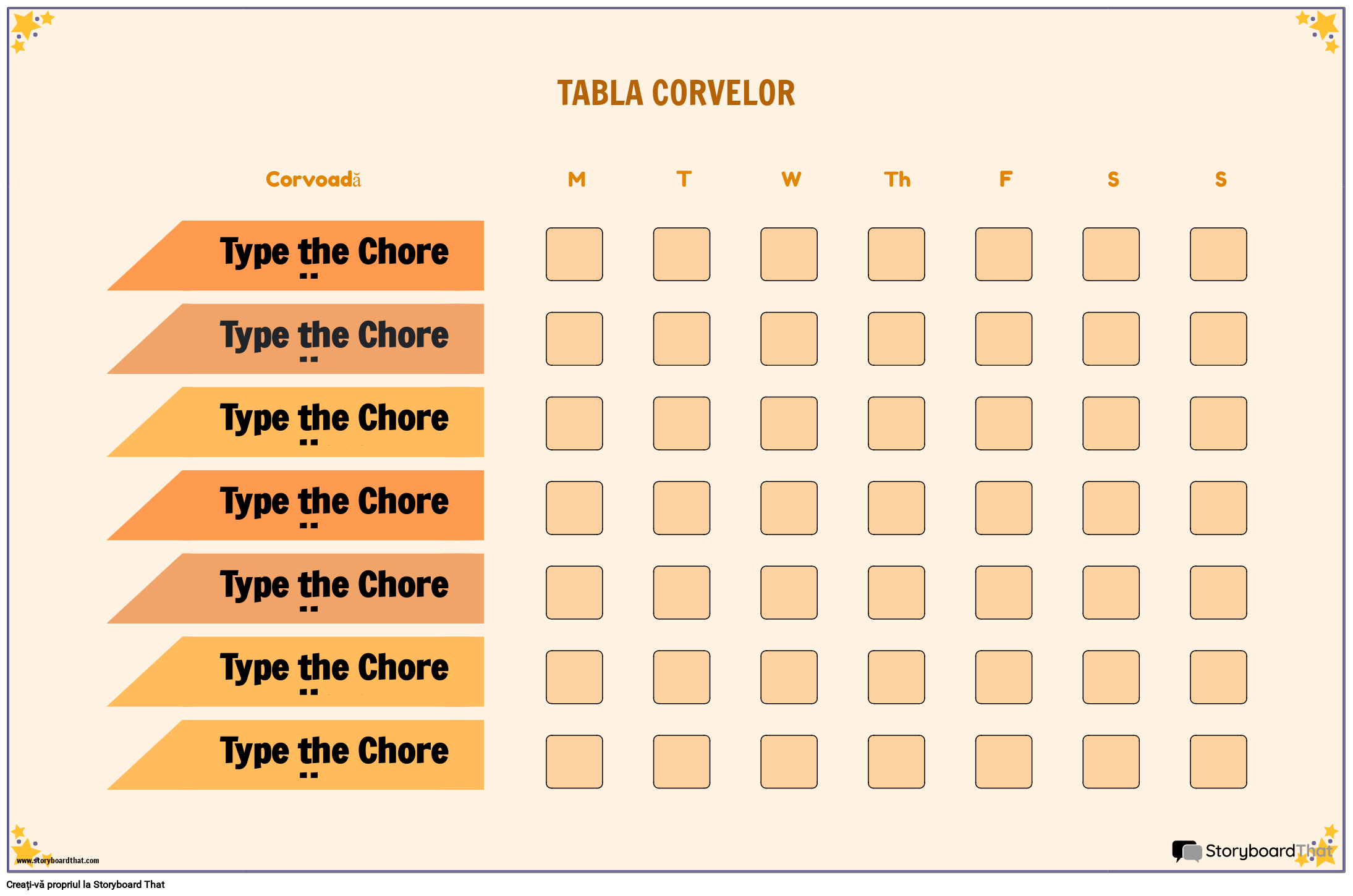 Drăguț Orange Chore Chart