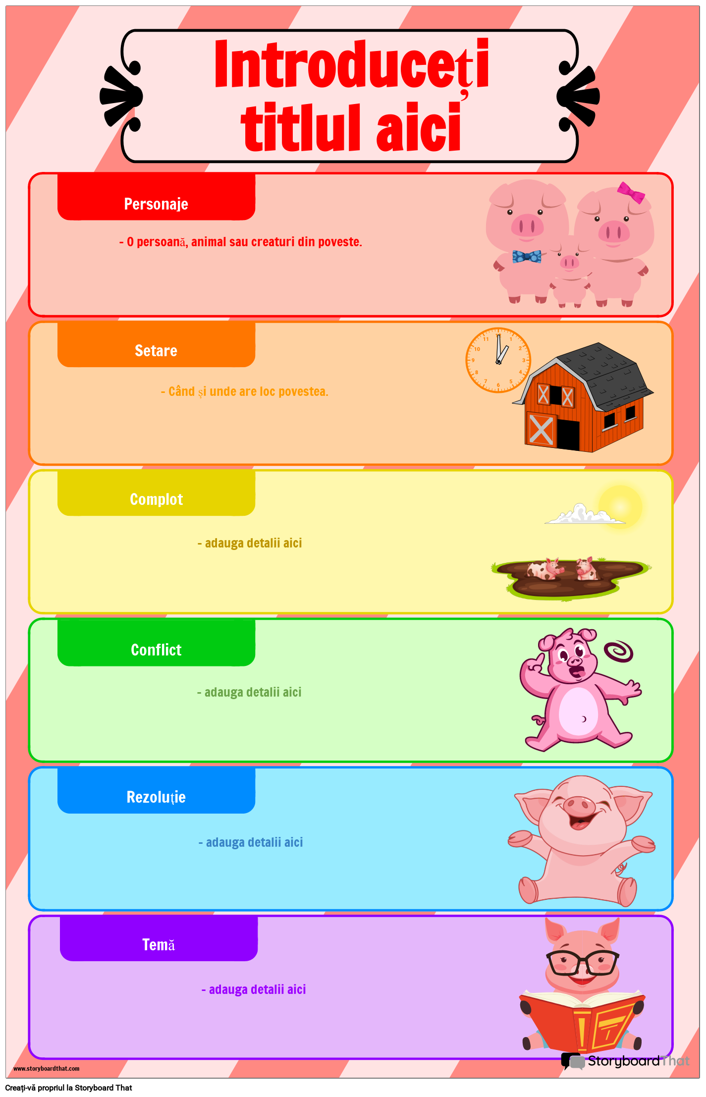 Elementele unui poster cu tematică de porc