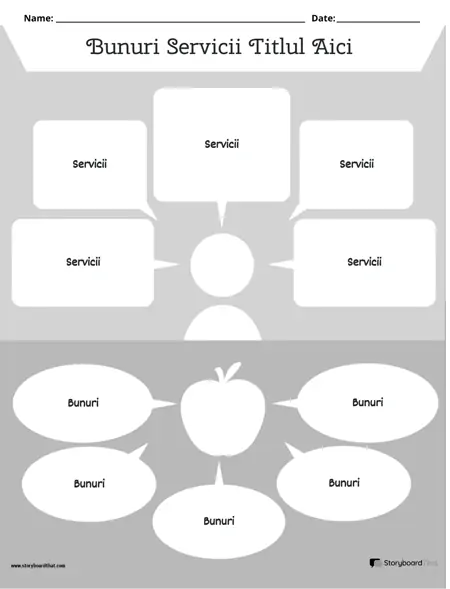 Nou șablon 4 de creare a paginii pentru bunuri și servicii (alb-negru)