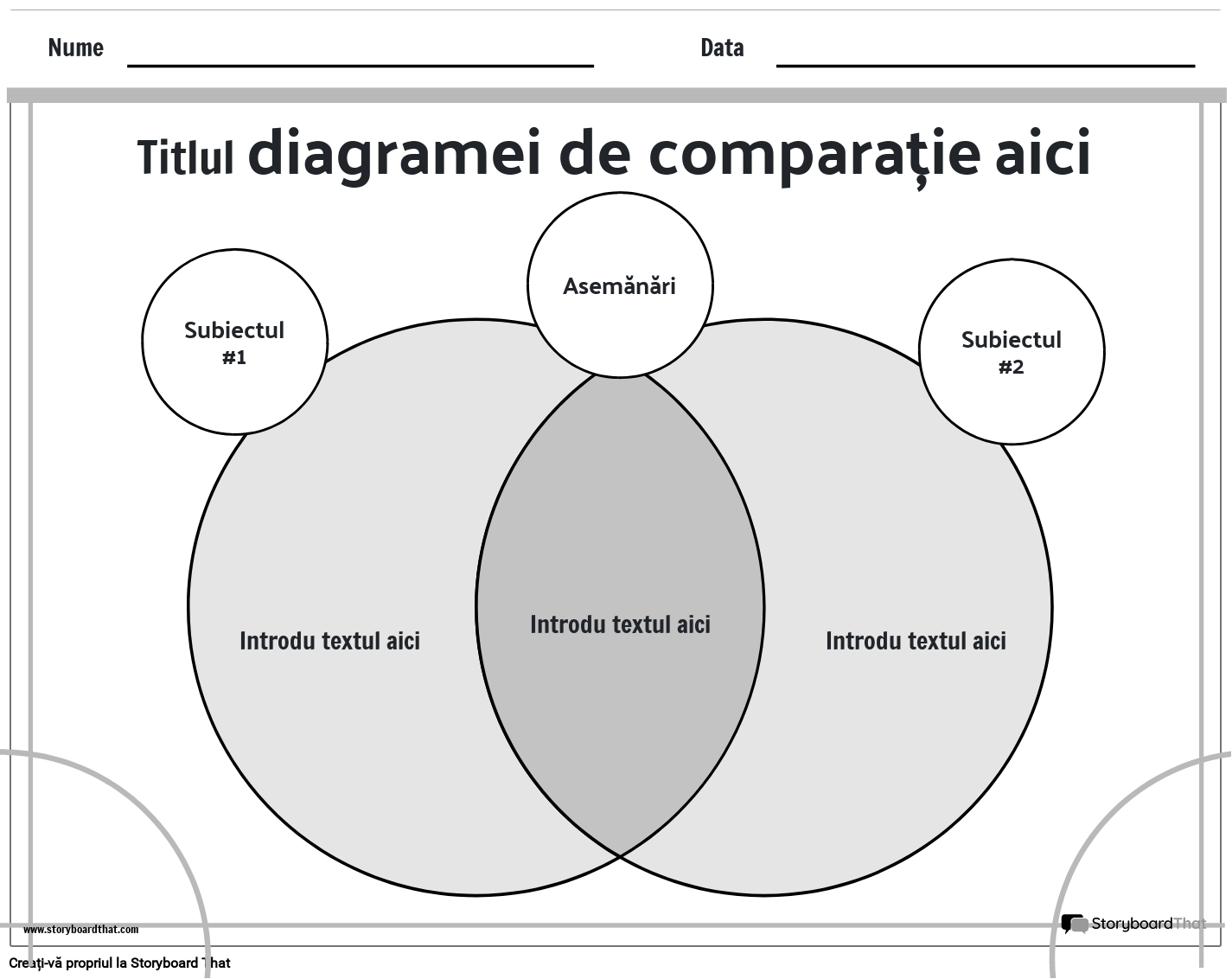 Noul model de diagramă de comparație pentru crearea paginii 1 (alb-negru)