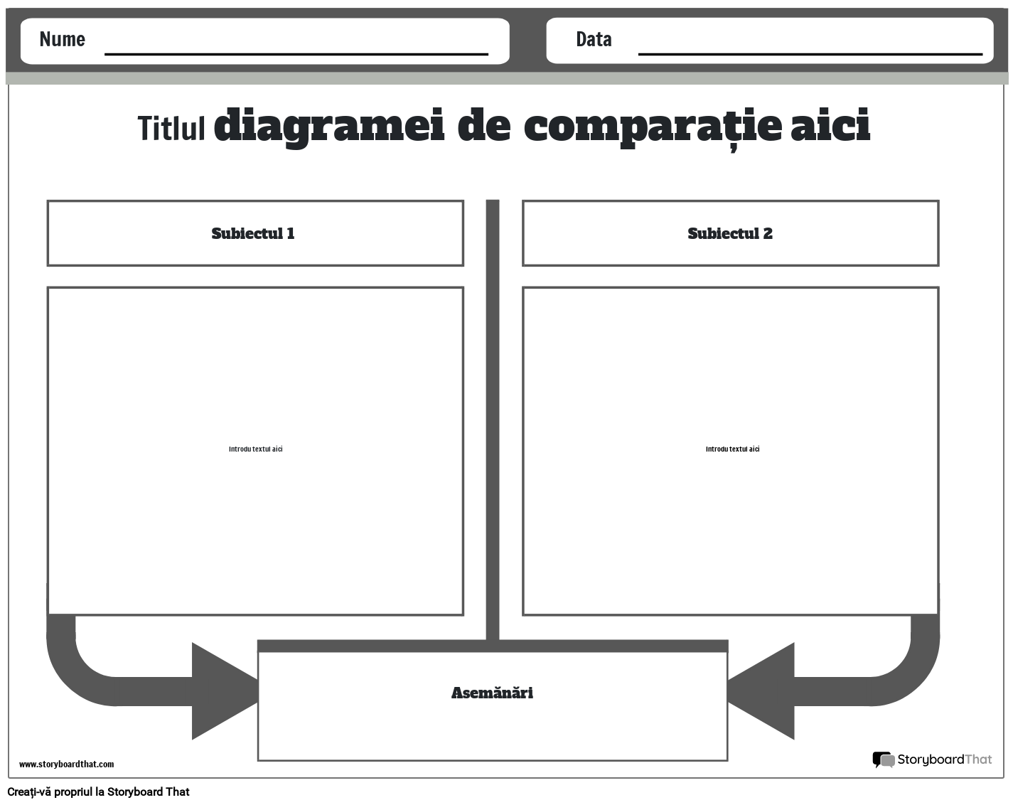 Noul model de diagramă de comparație pentru crearea paginii 2 (alb-negru)