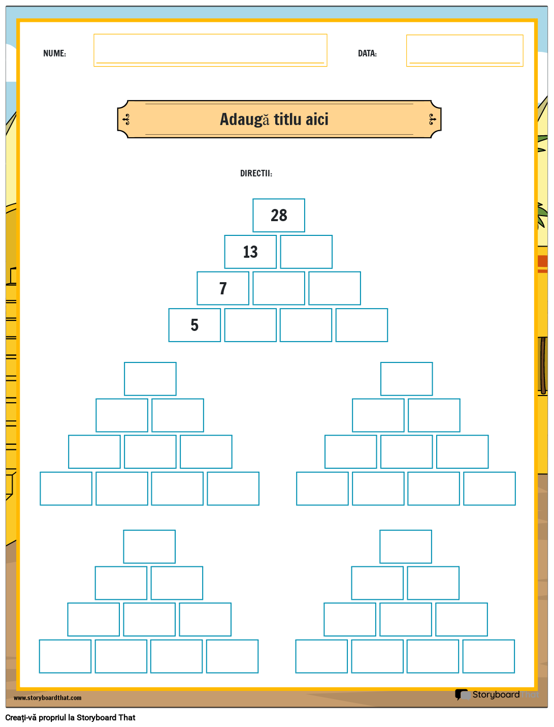 Piramida de Scădere - Jocuri Matematice Puzzle