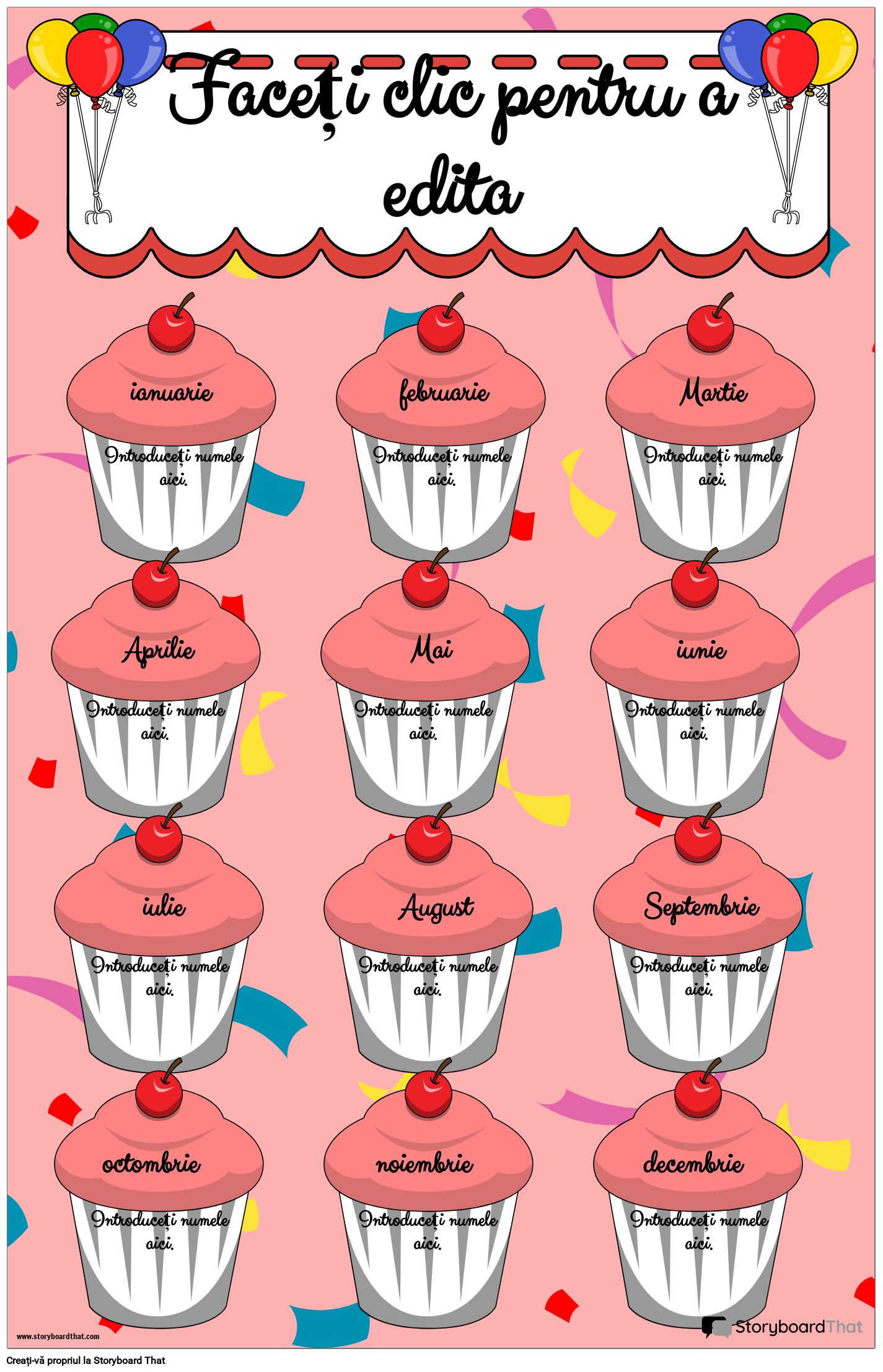 Poster de Aniversare cu Tematică de Cupcake