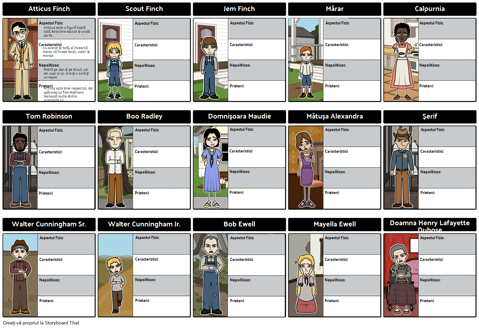 To Kill A Mockingbird Caractere Storyboard Od Strane Ro examples