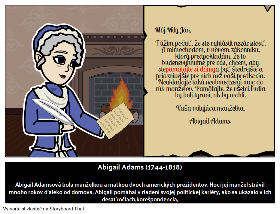 Príklad životopisu Abigail Adams