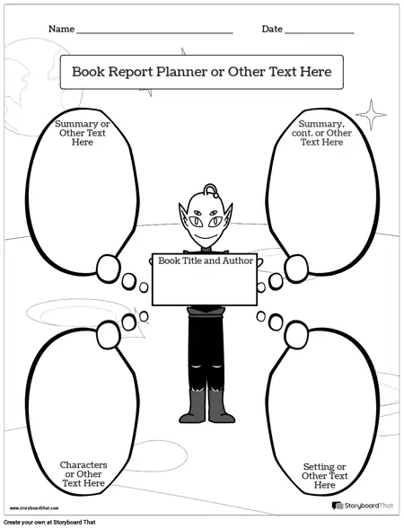 Book Report Planner Portrait BW 3