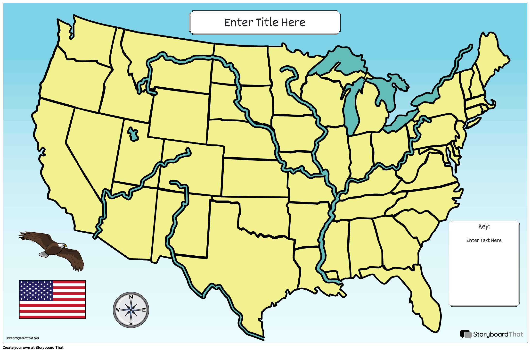 Mapa Plagát 22 Farebná Krajina USA Fyzická