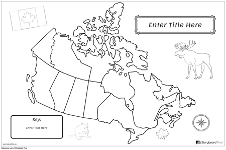 Mapa Plagát 40 BW Krajina Kanada