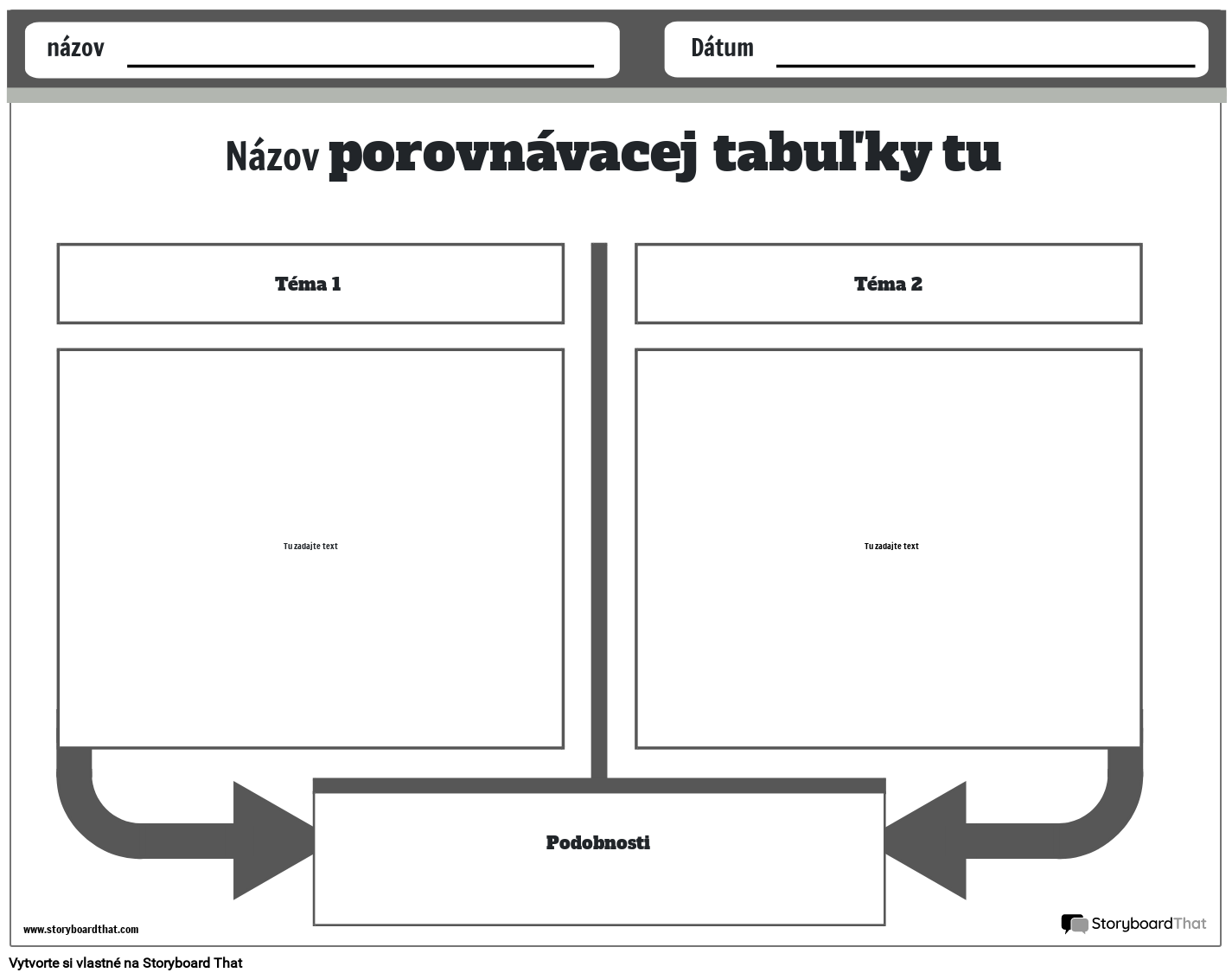 Nová šablóna porovnávacej tabuľky vytvorenia stránok 2 (čiernobiela)