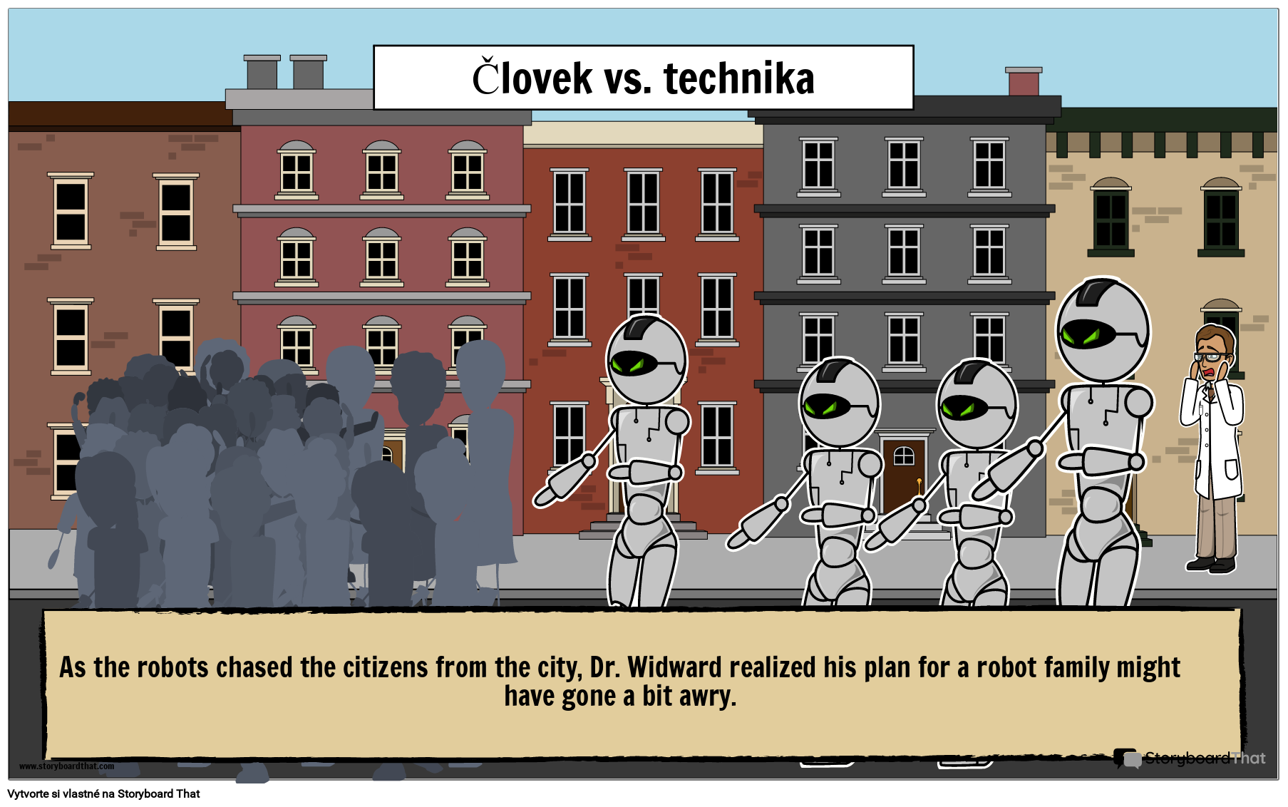 Plagát Ilustrujúci Charakter Verzus Technologický Konflikt
