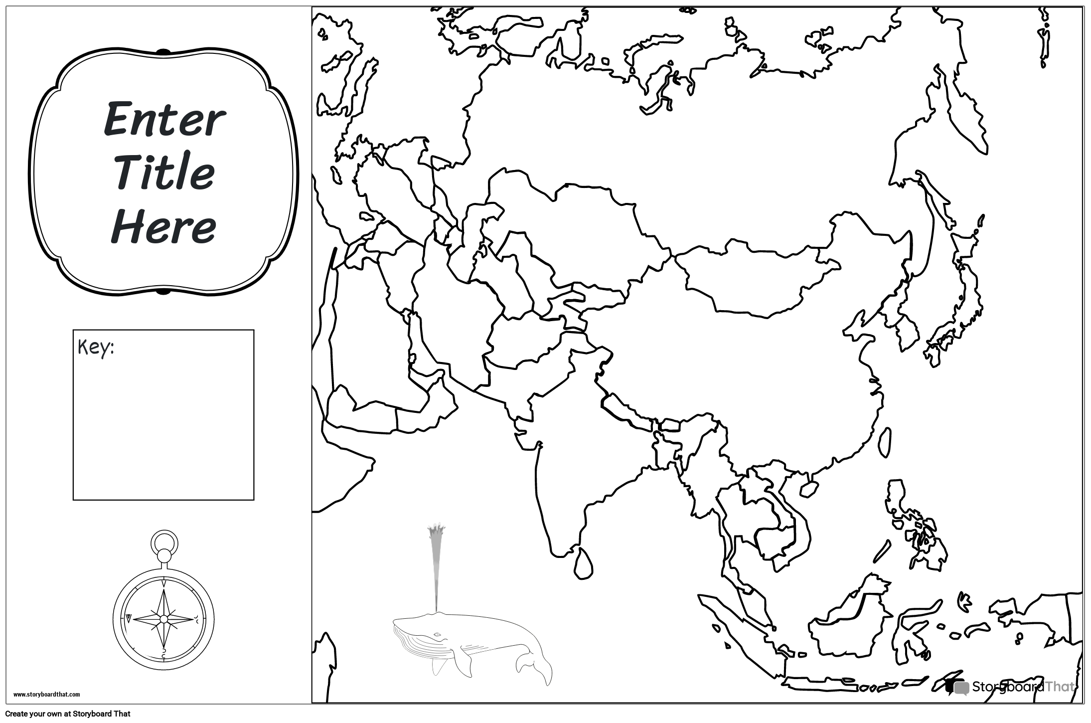 Plagát Mapy 38 BW Krajina Ázia