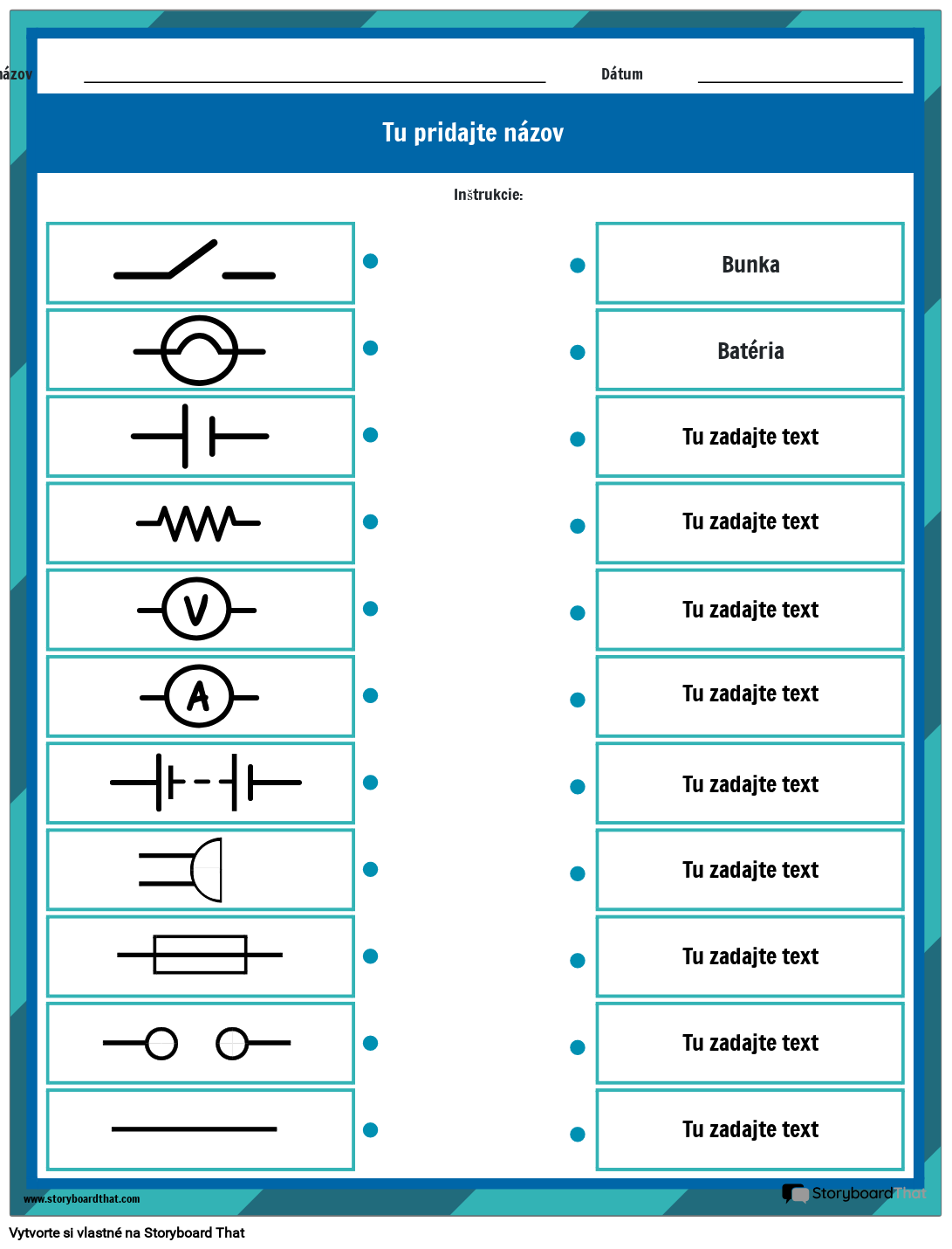 Pracovný List Elektrických Symbolov Zhodného Typu