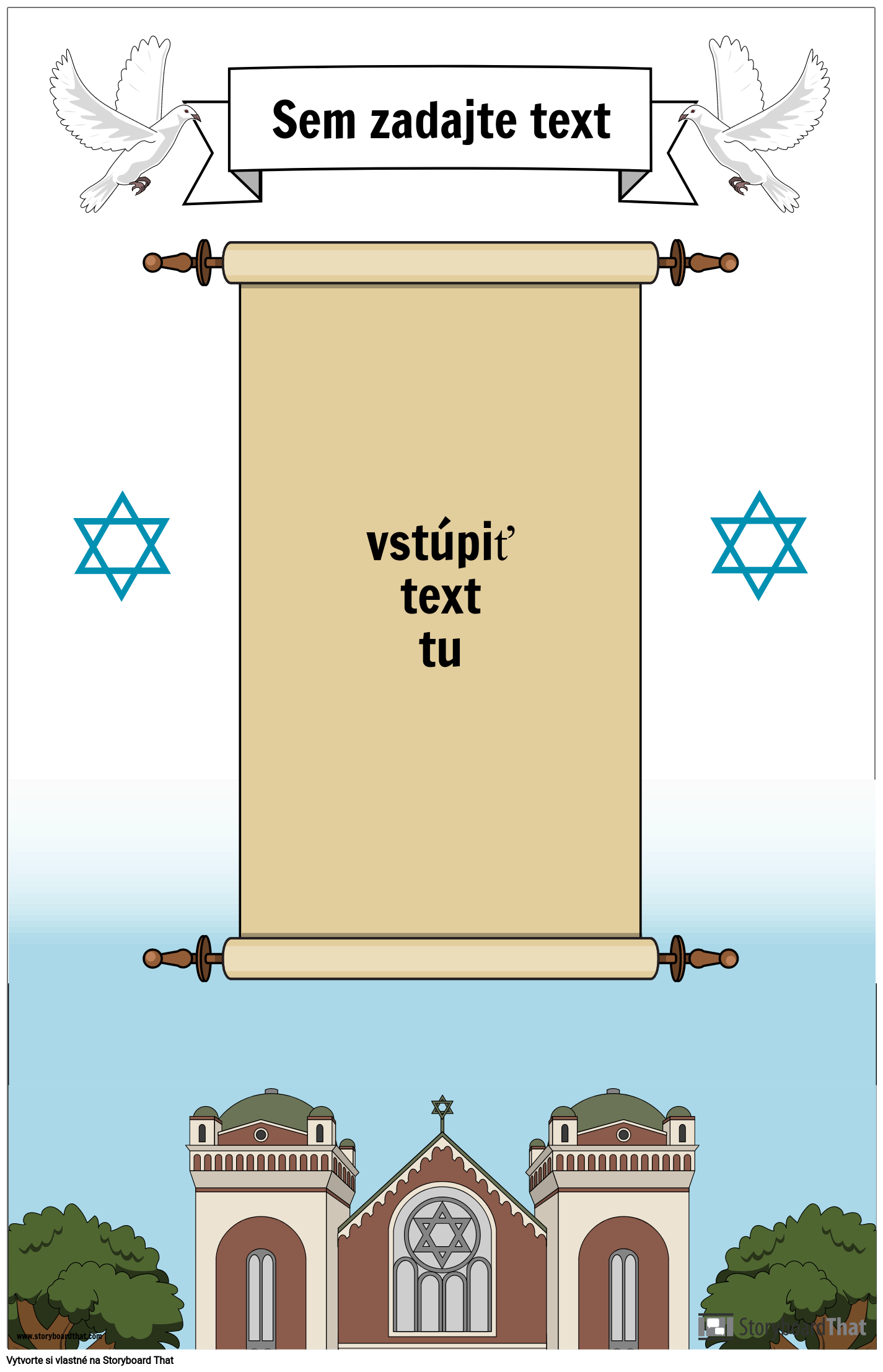 Židovský plagát so zvitkom