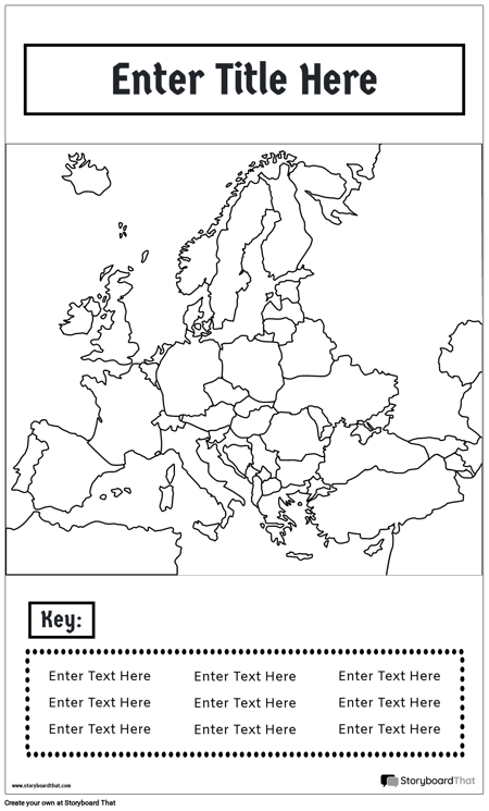 Plakat Zemljevida 17 BW Portrait-Europe