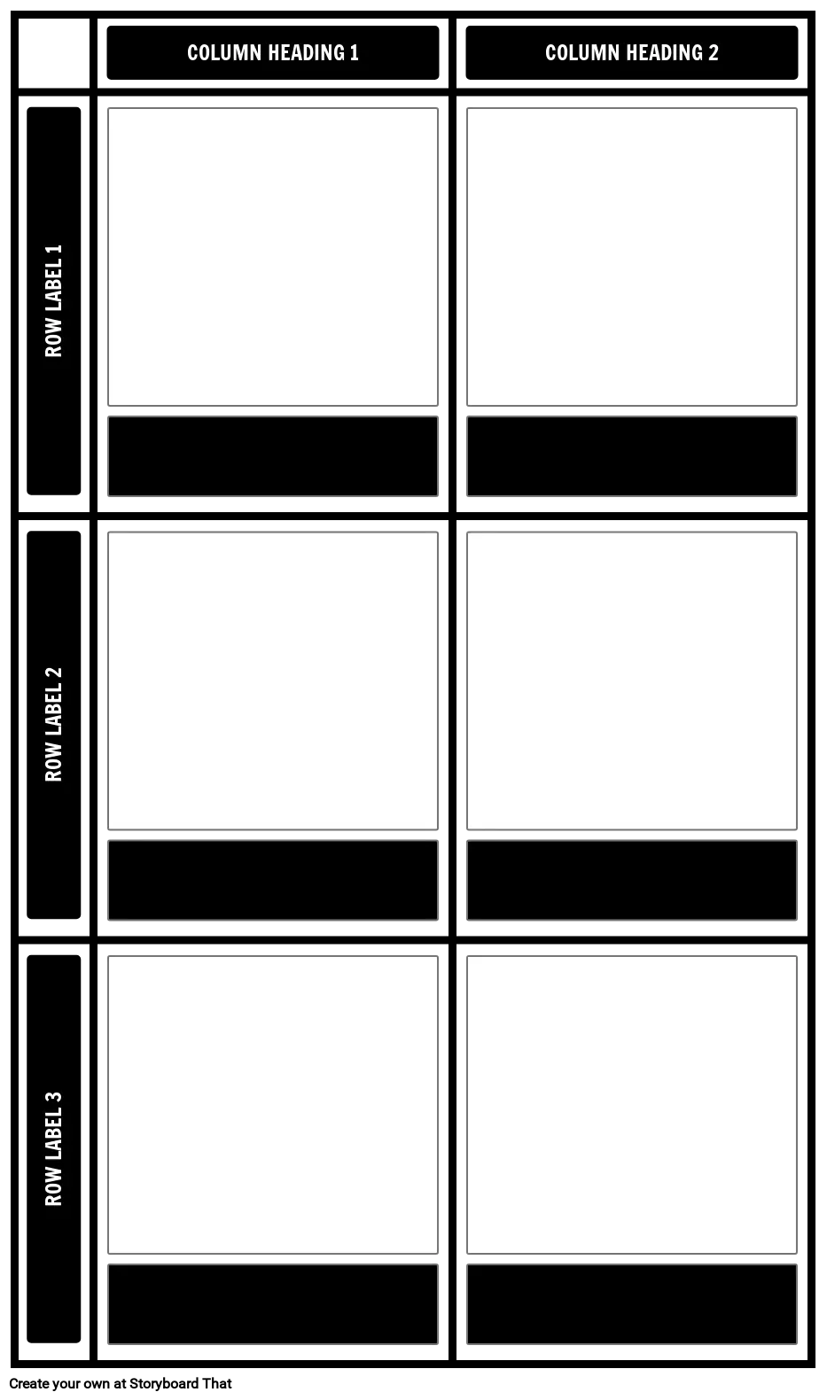 3 Rows by 2 Columns Storyboard Chart with Titles and Descriptions