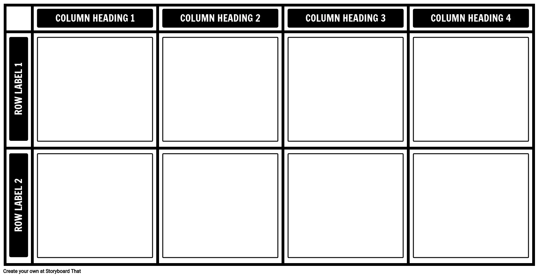 Blank 2x4 Chart with Headings Template