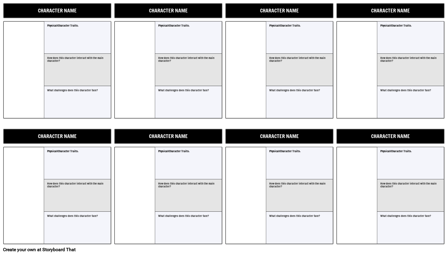 Character Map Template 3 Field Filled In