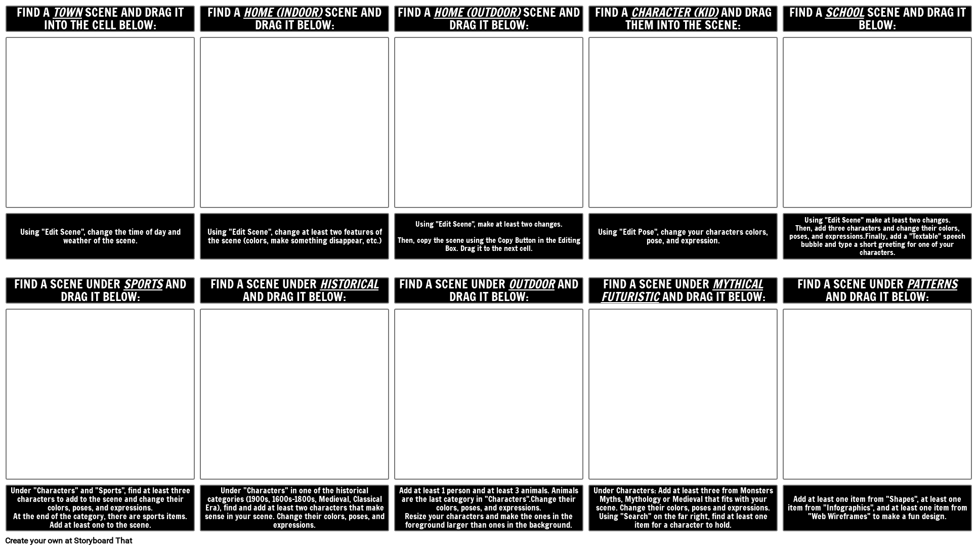 StoryboardThat Scavenger Hunt Template