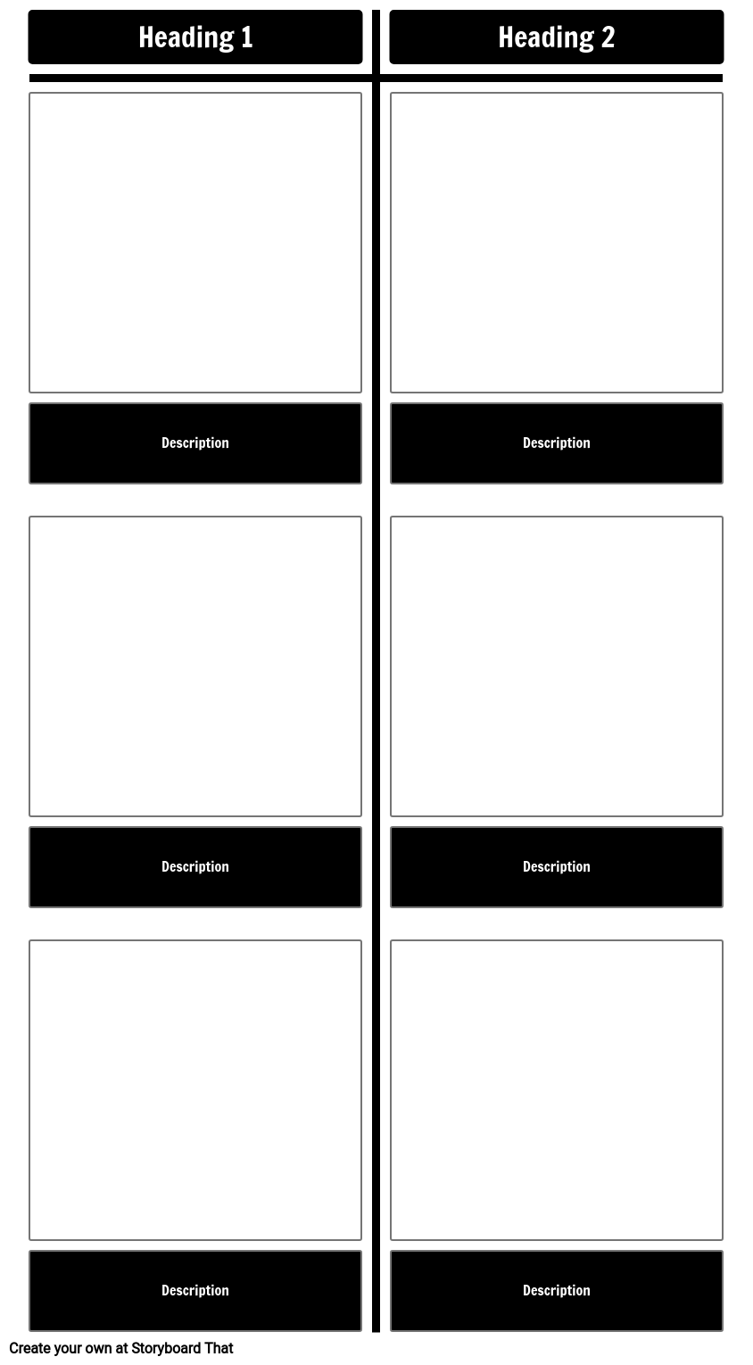 Editable T Chart With 3 Rows Storyboard Par Storyboard Templates 6384