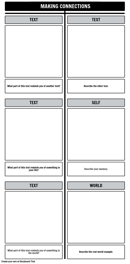 Text Connections T-Chart Template