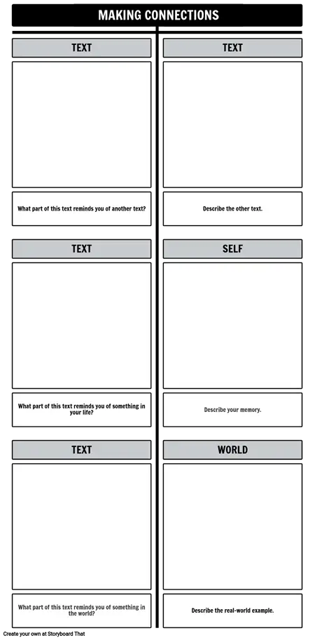 Text Connections T-Chart Template
