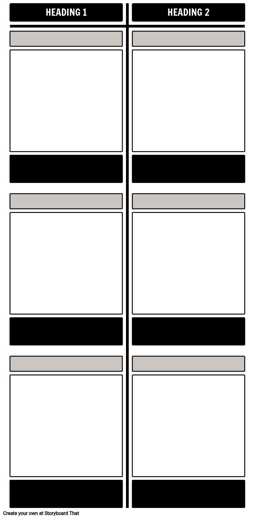 T-Chart Worksheet Template with 6 Empty Cells