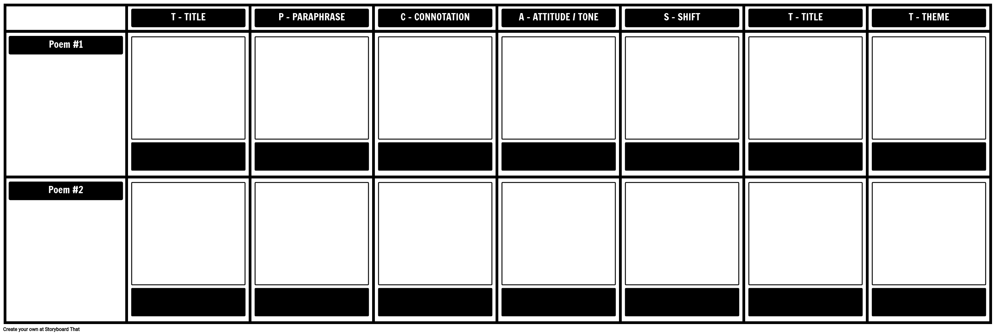 TP CASTT Comparing Two Poems Template Storyboard