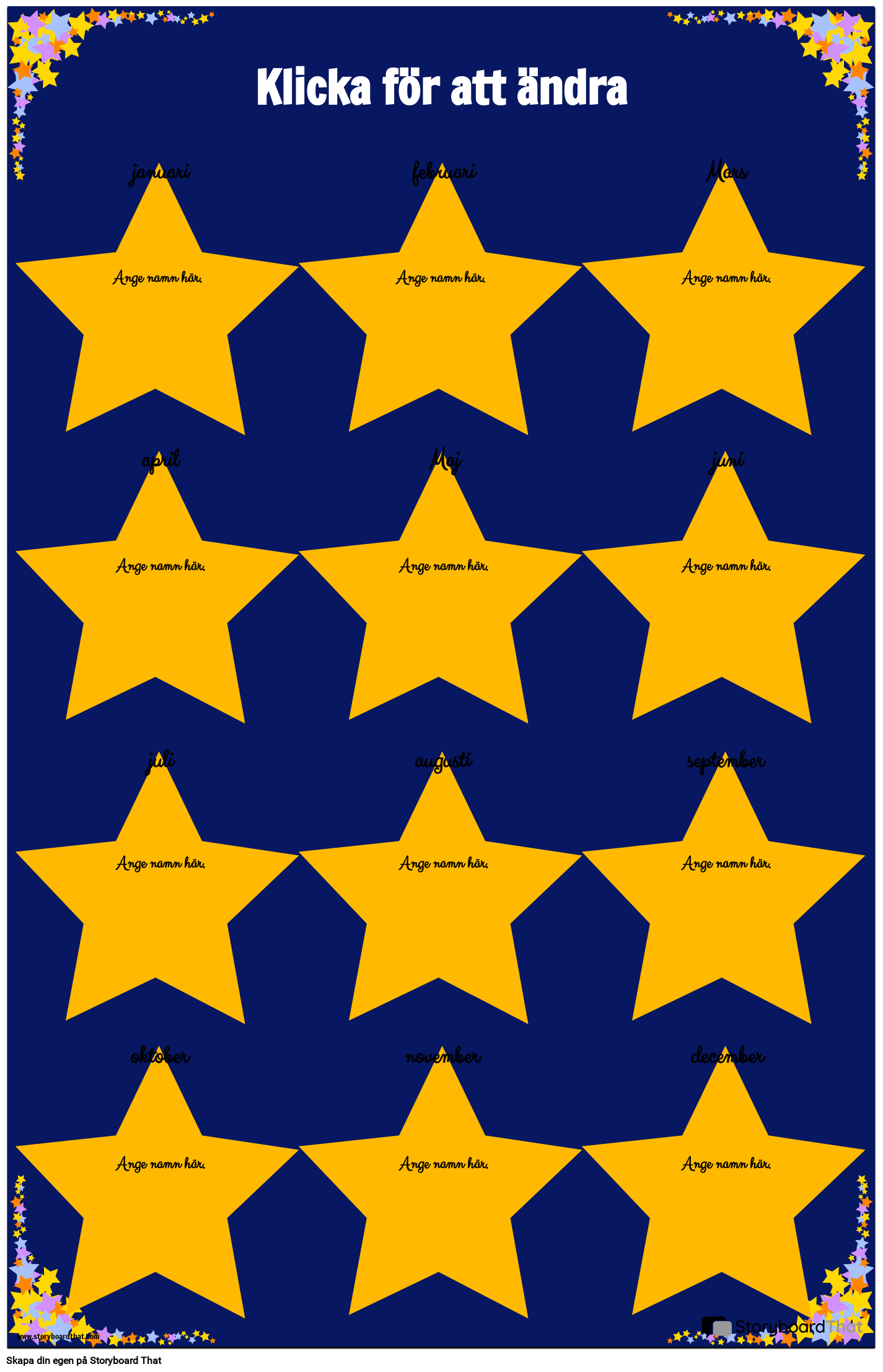 Exempel på en Stjärnfödelsedagsaffisch