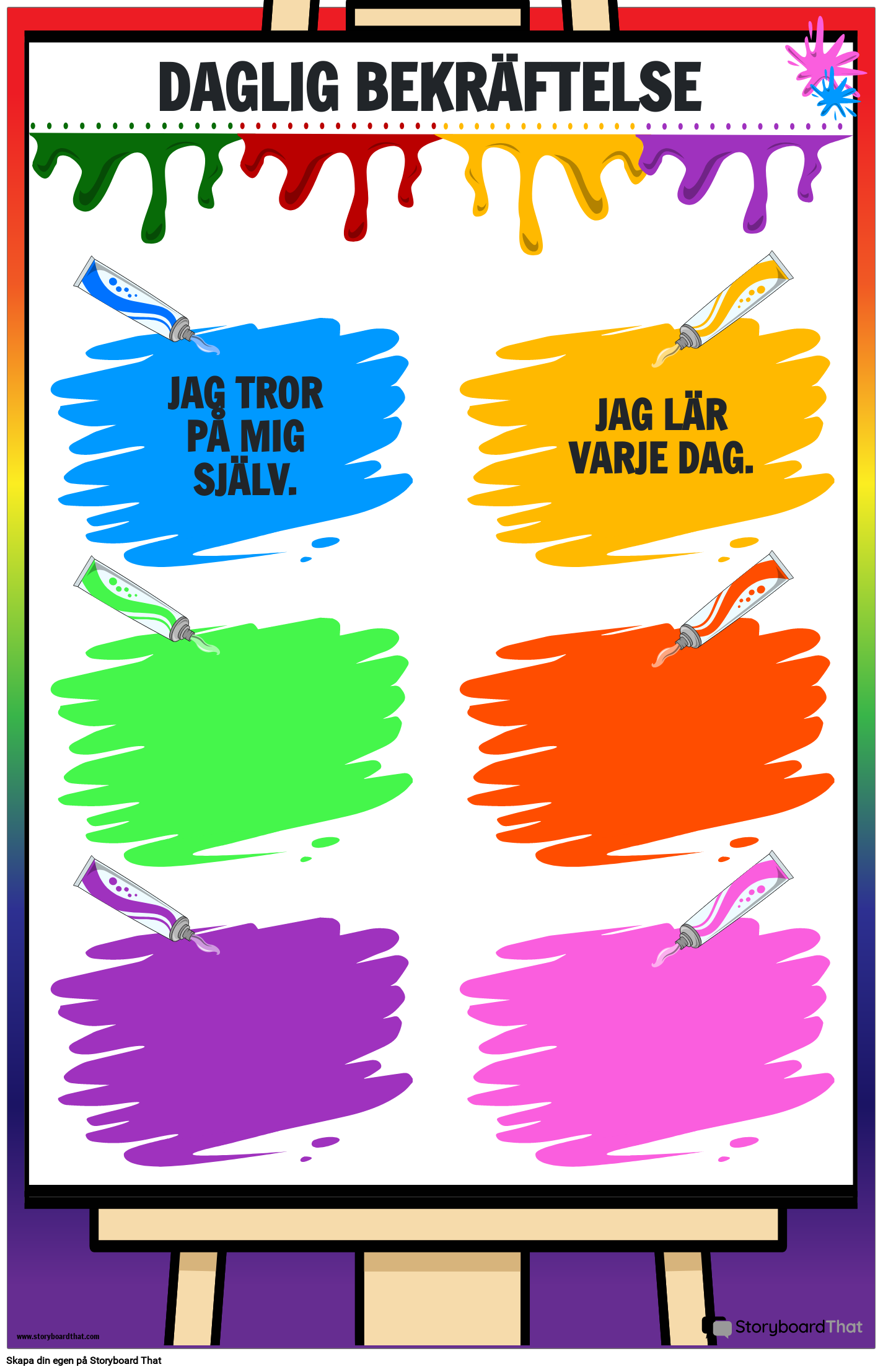 Målartema - Motiverande Affischer för Daglig Bekräftelse för Klassrummet