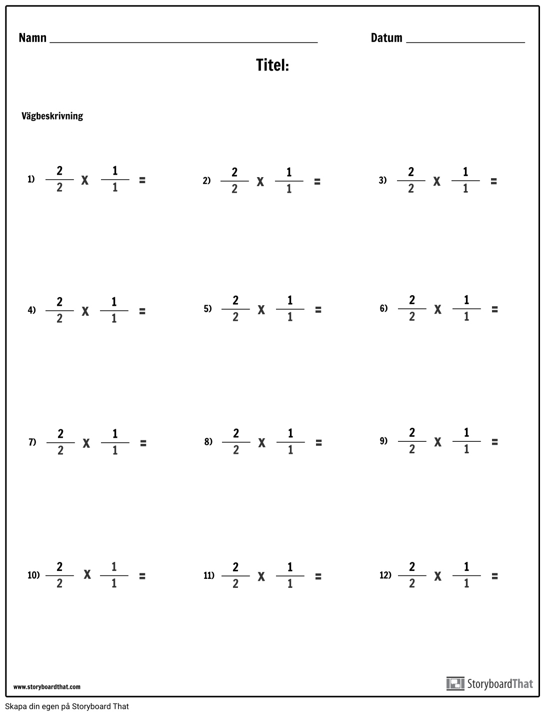 Multiplikation - Fraktioner Storyboard by sv-examples