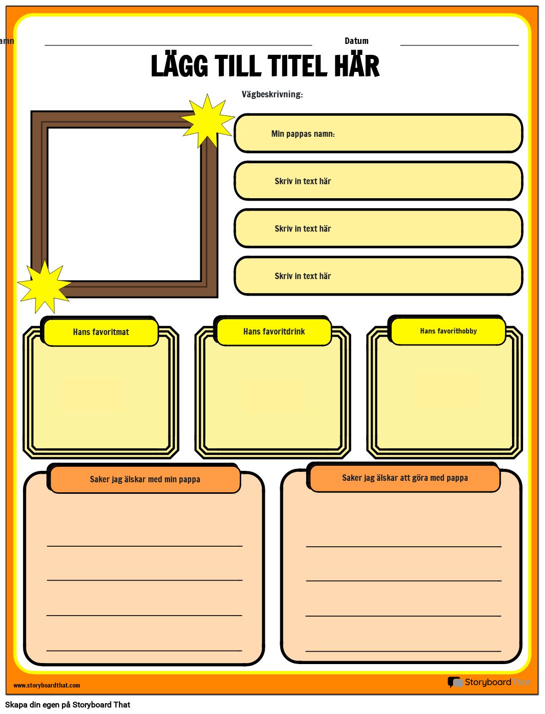 Om min far Arbetsblad Storyboard by sv-examples