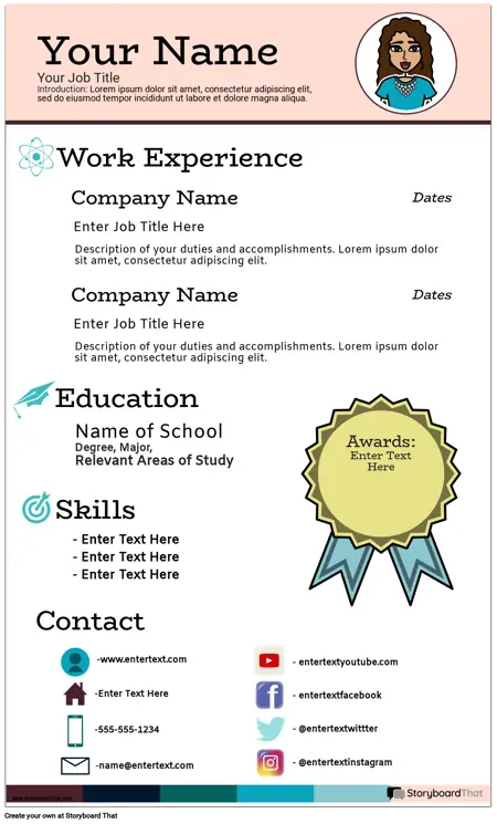 Resume Infographic Portrait Color 7