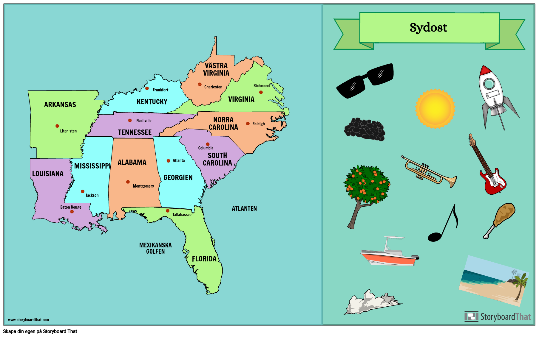 Sydöstra Staterna Karta
