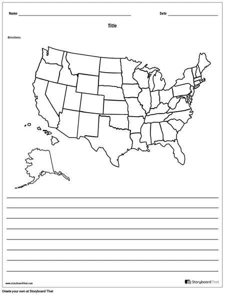 USA Karta - Med Linjer