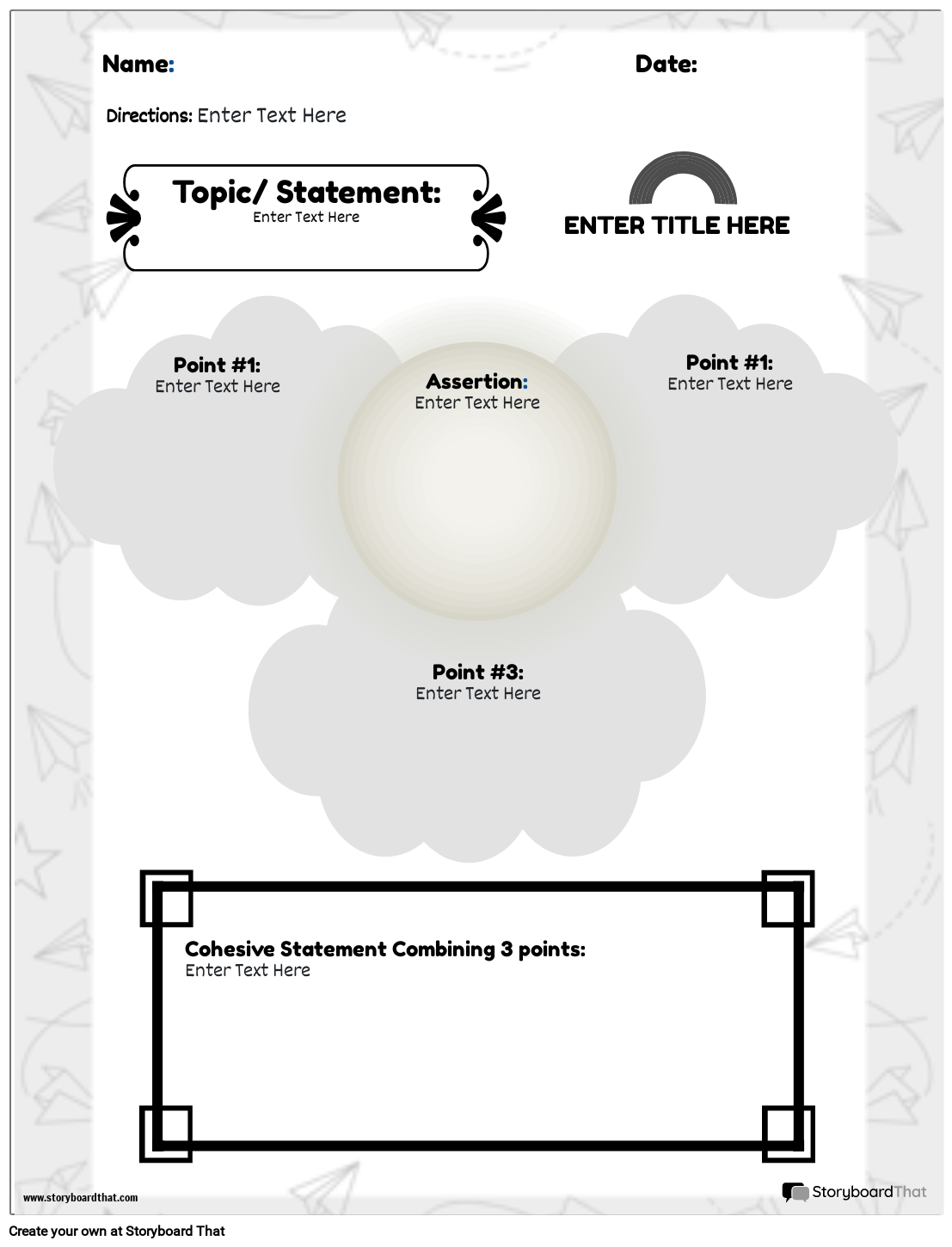 Thesis Statement Worksheet with Sky Elements