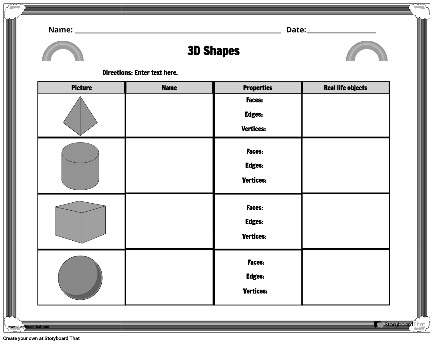 3D Shapes Worksheets Free Printable