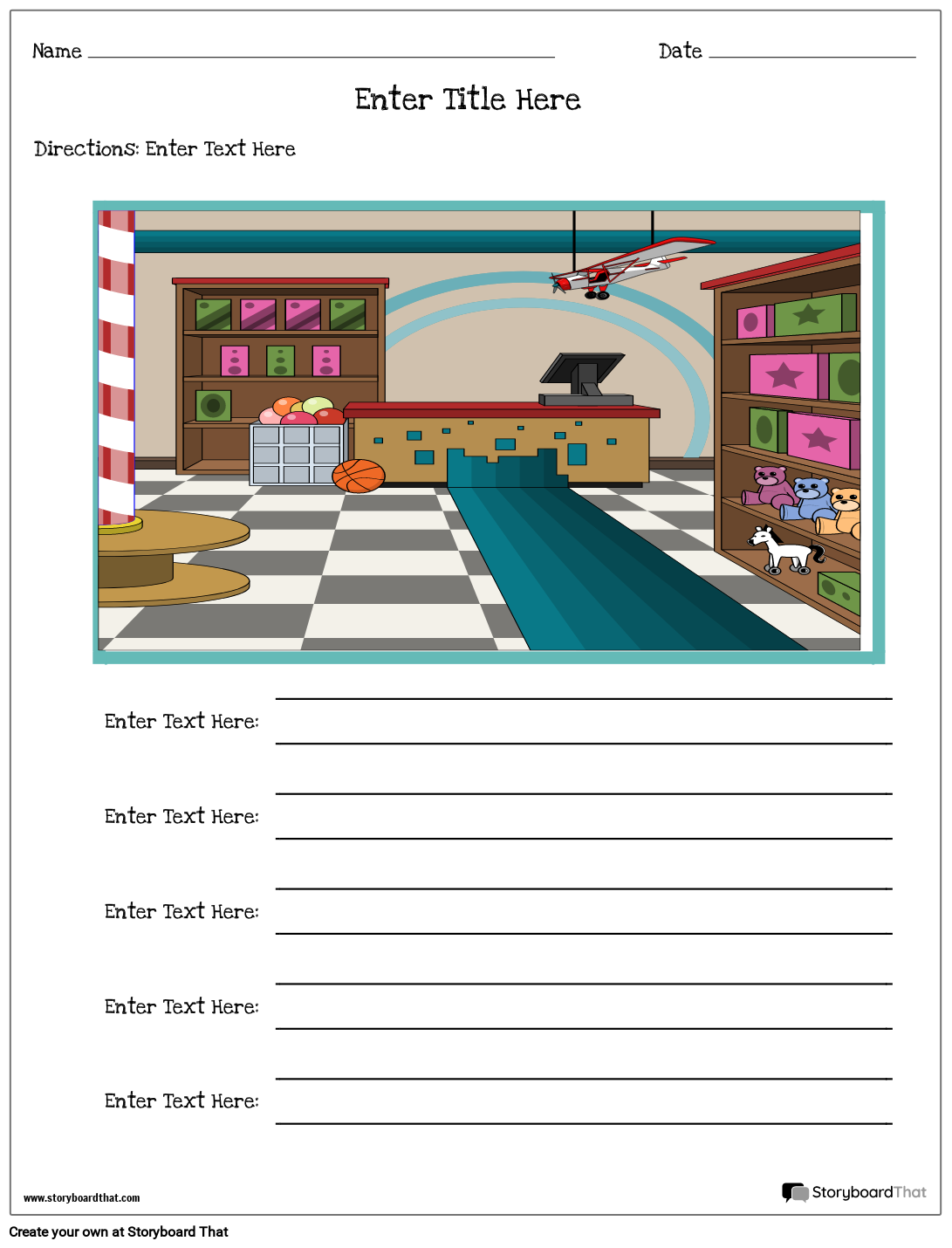 Toy Shop Based Long Composition Practice Worksheet