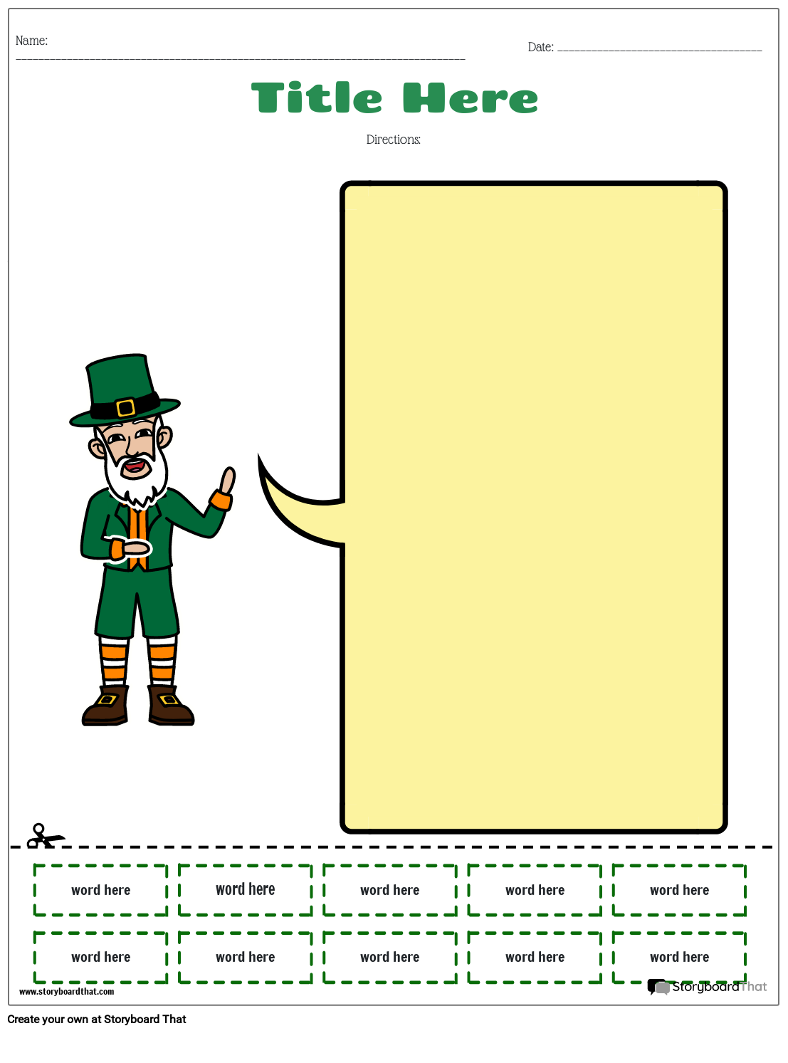 ABC Order Cut Out St. Patrick's Template