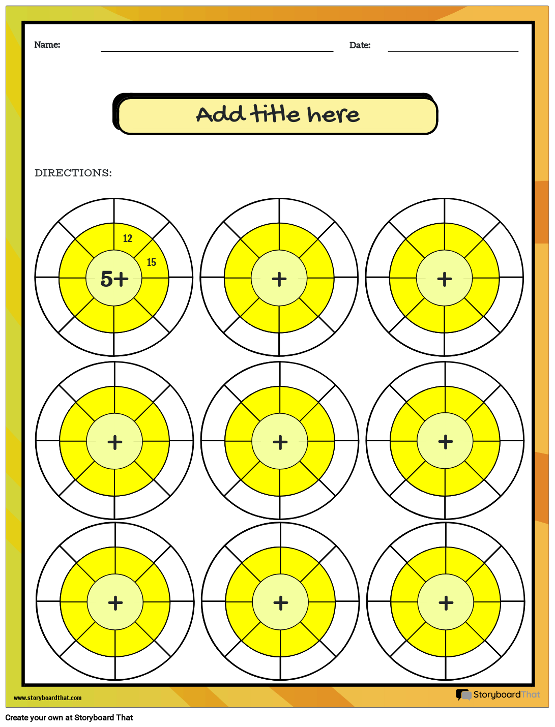 Addition Wheel - Math Game Worksheet