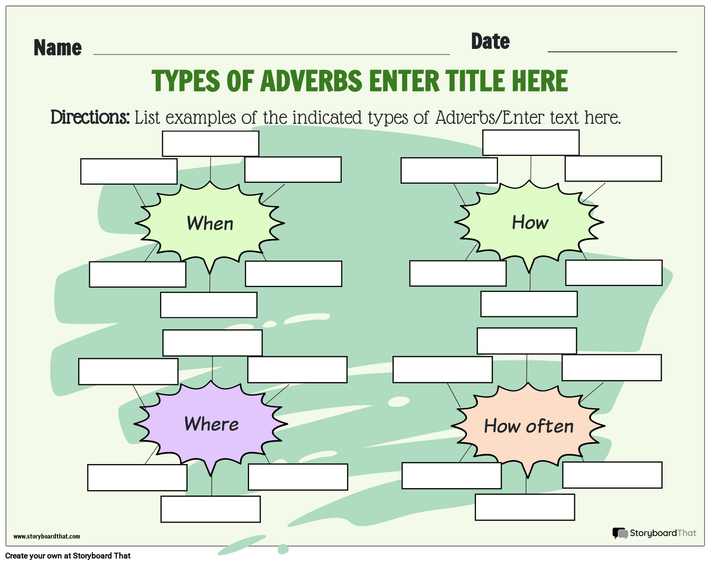 Adverb Worksheet