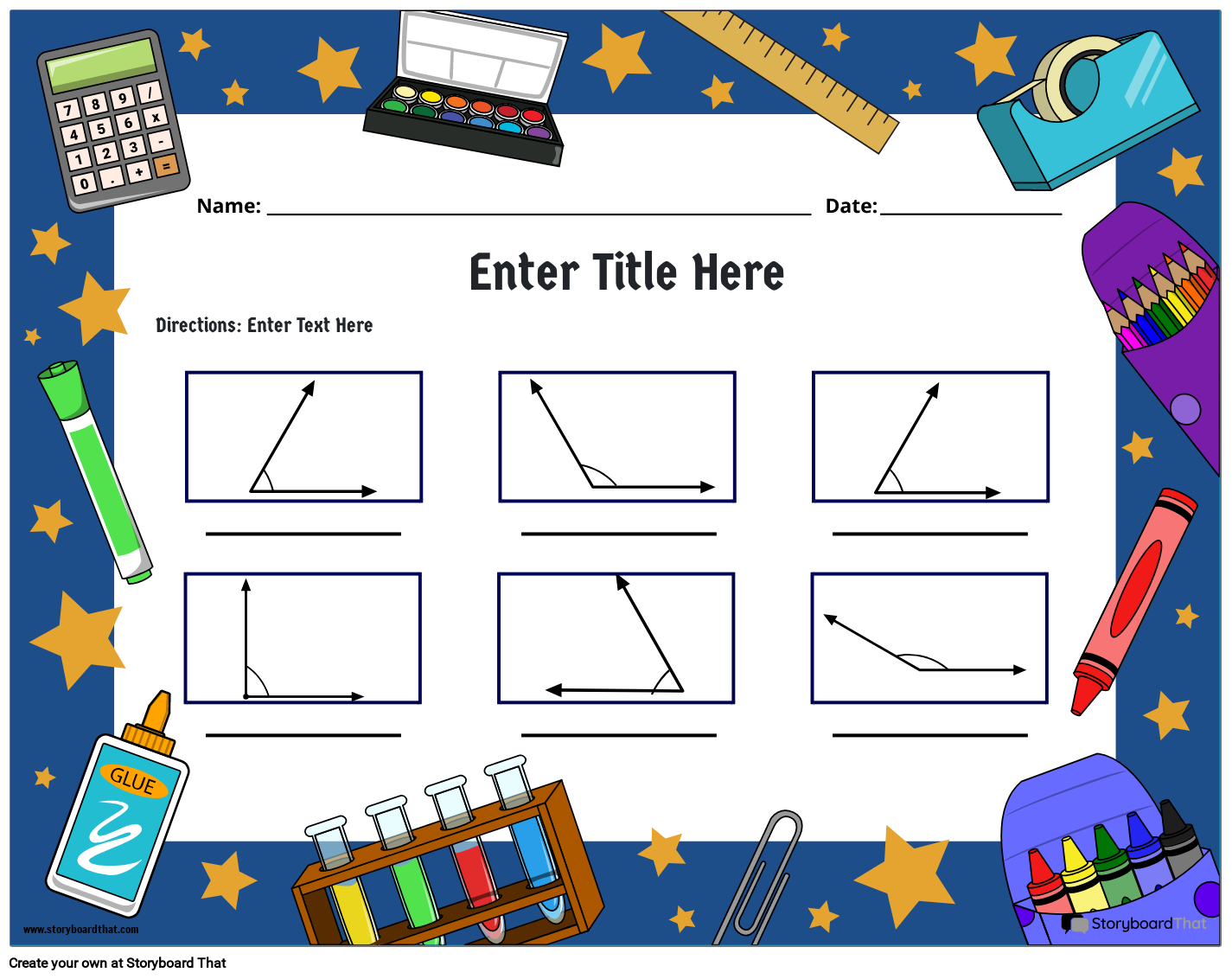 Angles Worksheet with Rulers