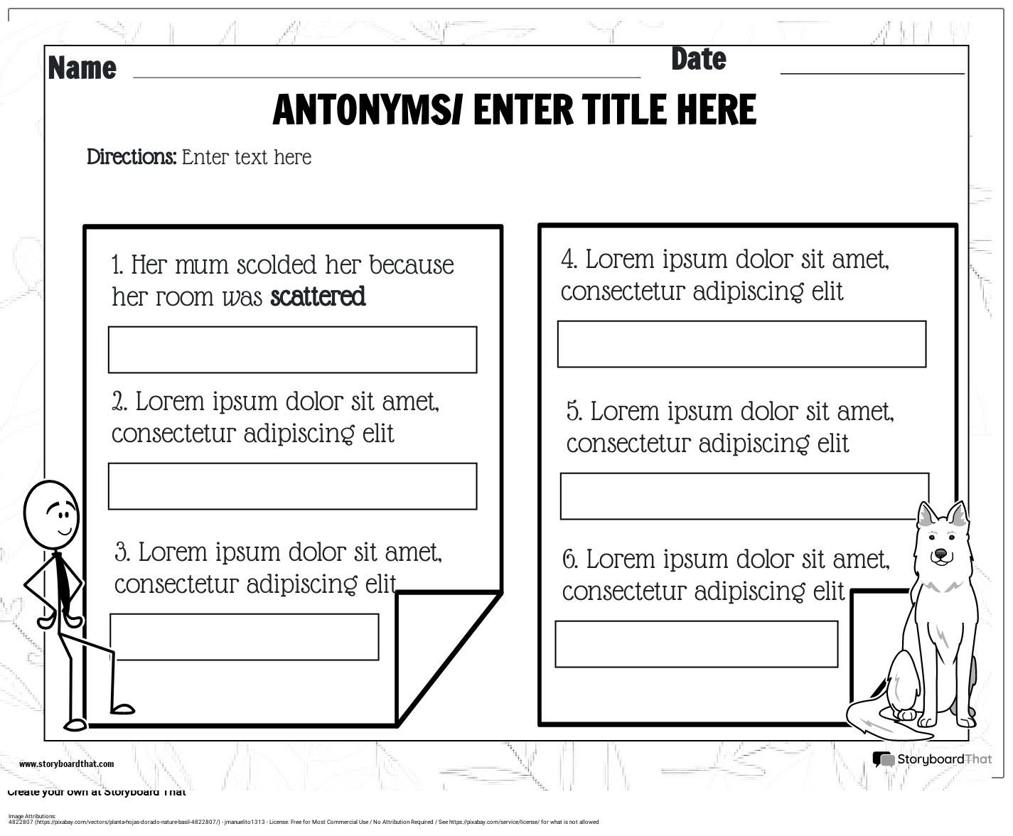 Antonym Sentences Worksheet