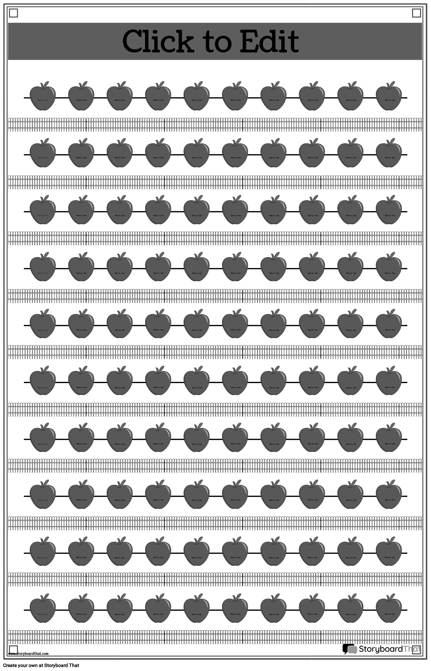 Apple-inspired Number Line Poster B&W