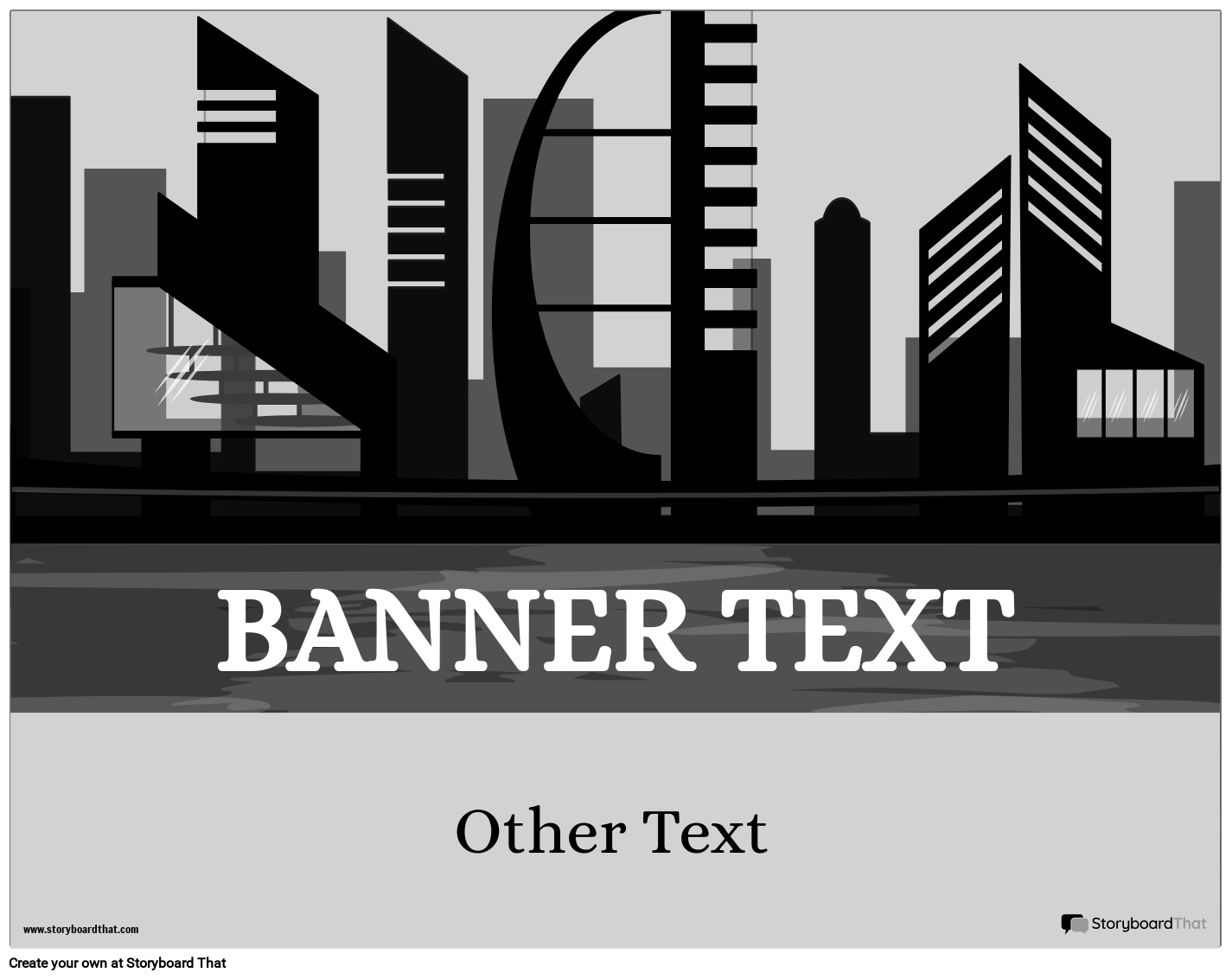 Banner Template Featuring Buildings and Waterbody