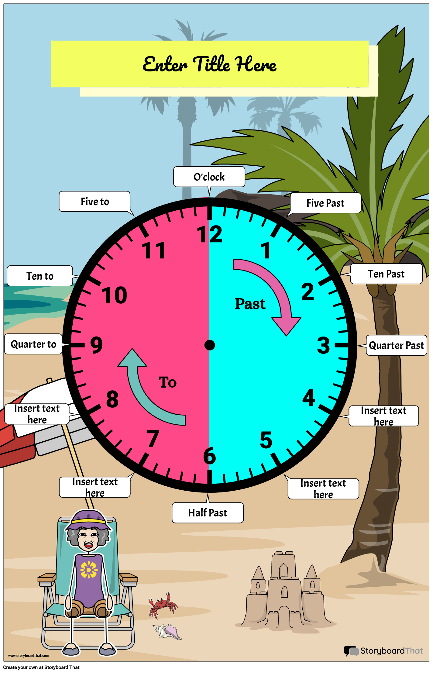 Beach themed - Tell the time Poster
