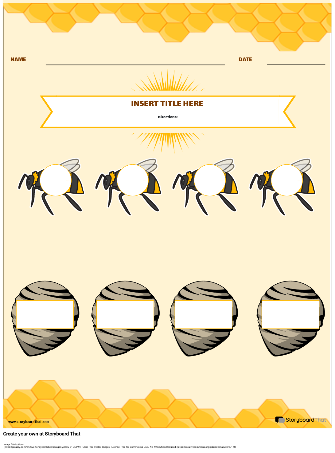 Bee Themed Matching Worksheet for Kids