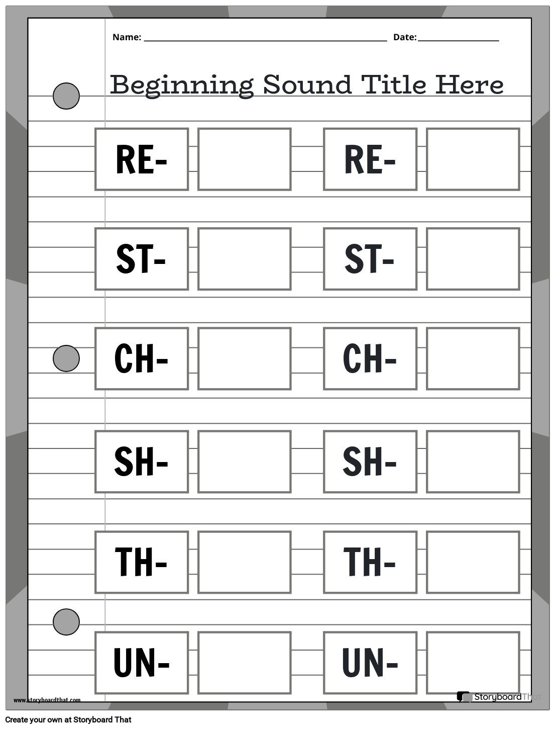 Beginning Sounds Worksheet with a Notebook Page