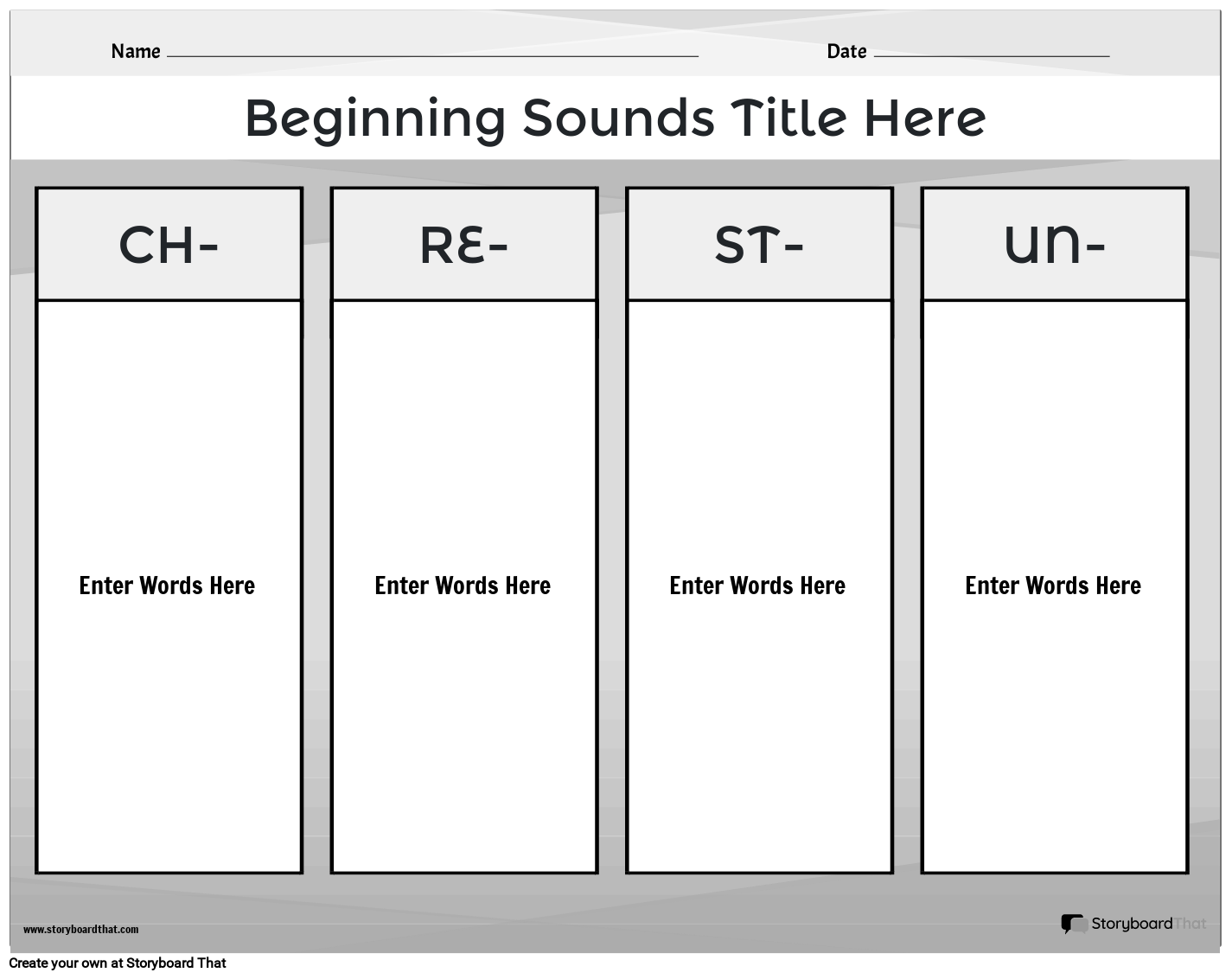Simple Boxes Based Beginning Sounds Worksheet Outline
