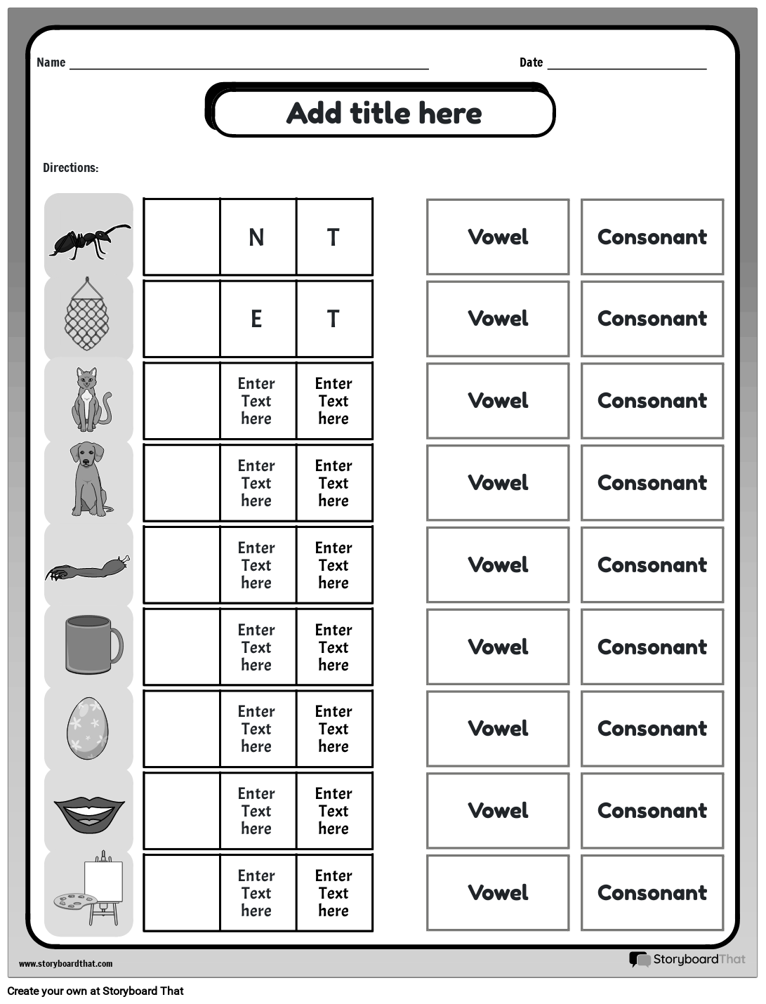 Beginning Sound Vowels and Consonant Worksheet