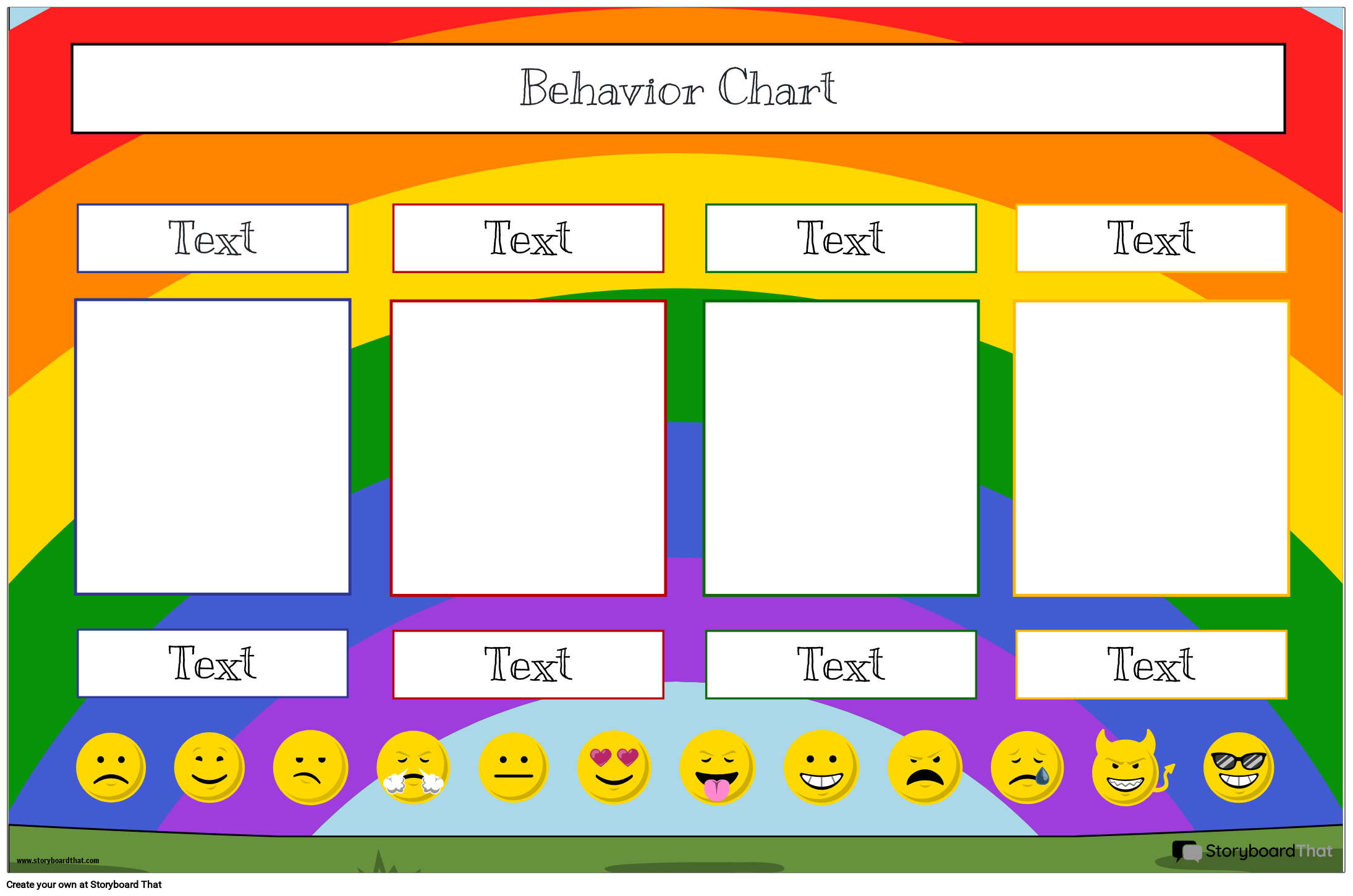 Rainbow and Emoji Themed Behavior Chart